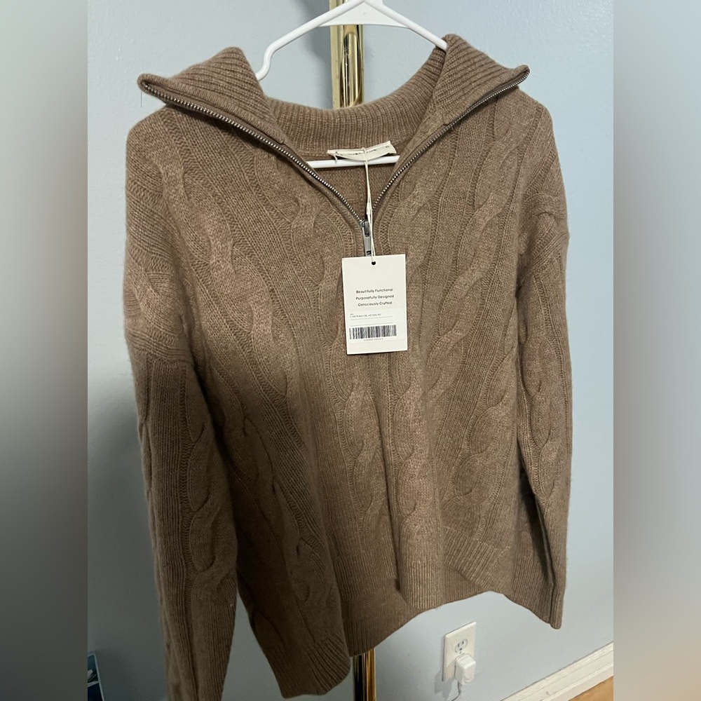 Everlane Brown Cable Knit Sweater